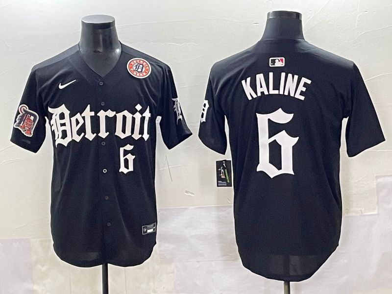 Men 2025 Detroit Tigers #6 Kaline Black Five generations Joint Name Nike MLB Jersey style 13->detroit tigers->MLB Jersey